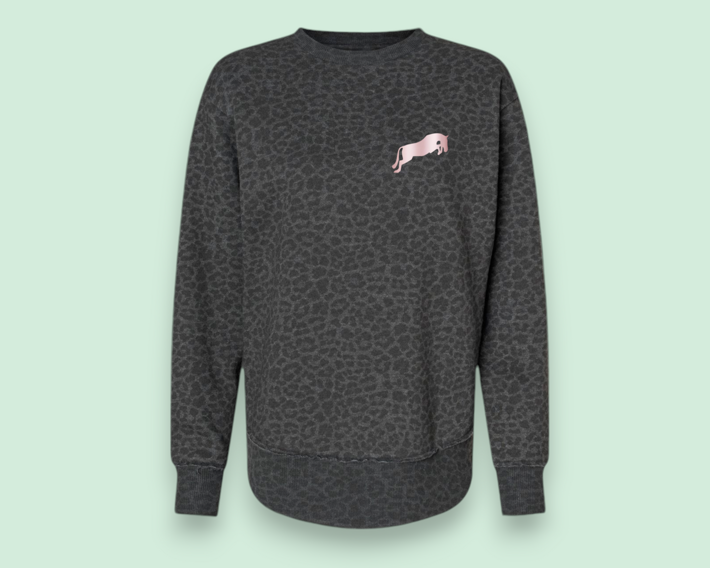 LET'S JUMP WOMEN'S SWEATSHIRT-BLACK LEOPARD