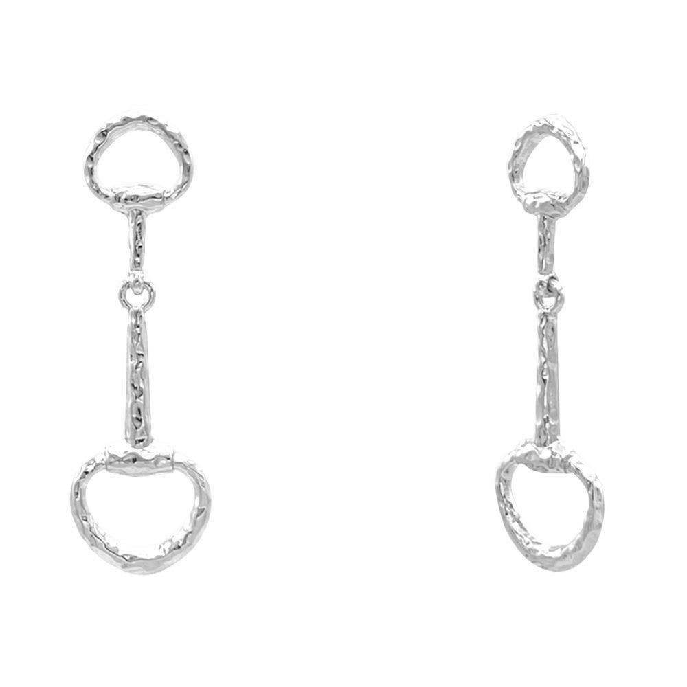 Silver Horsebit Dangle Earrings - Equestrian Statement