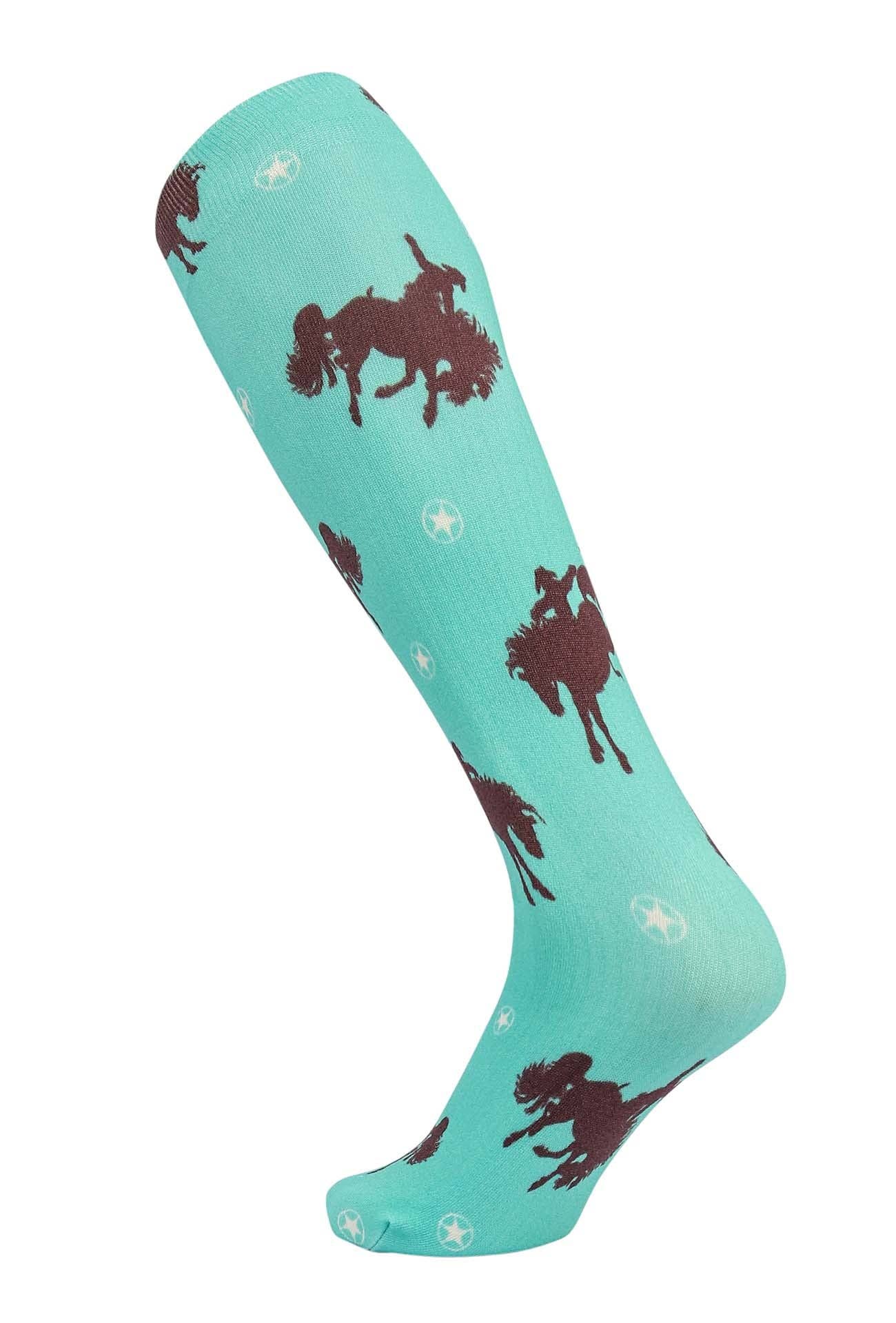 Lila Bucking Horses Socks