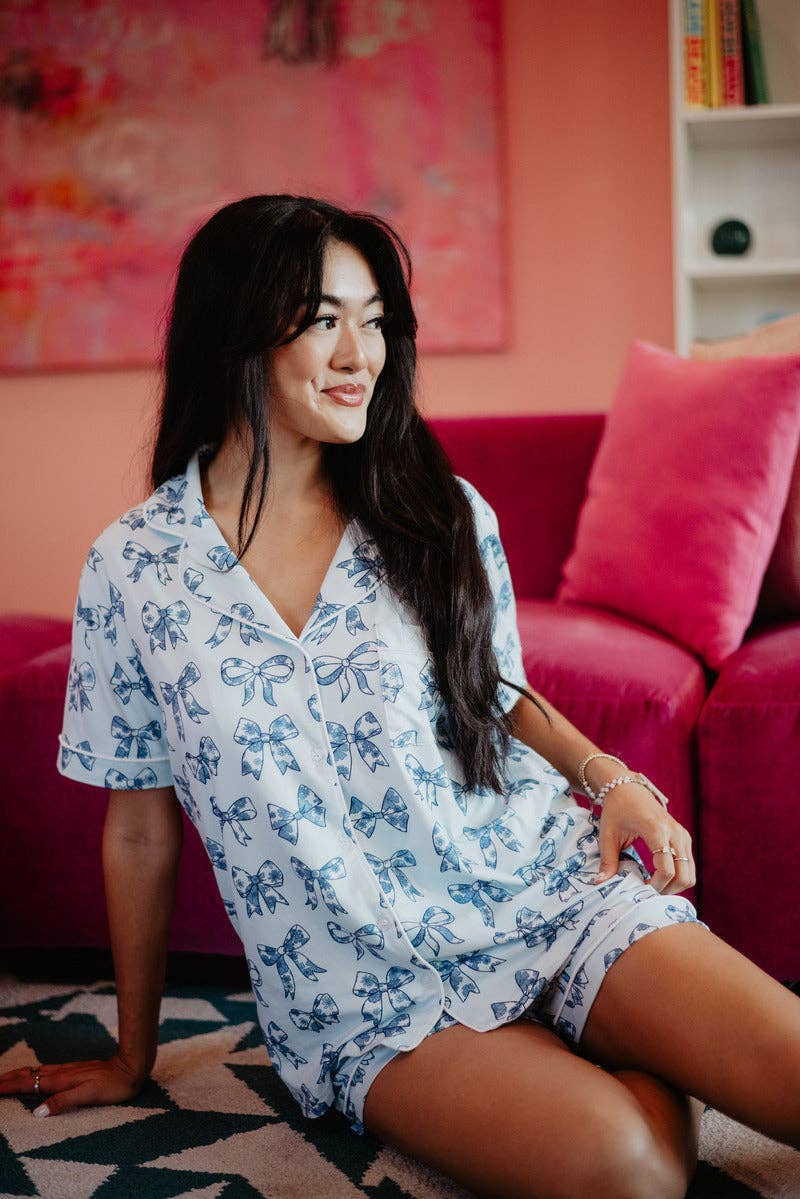 Toile Print Coquette Bows Cute Pajamas