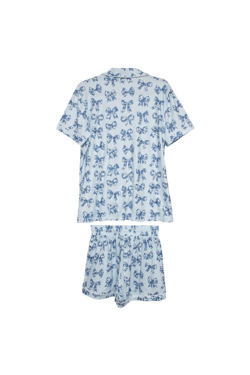 Toile Print Coquette Bows Cute Pajama Set