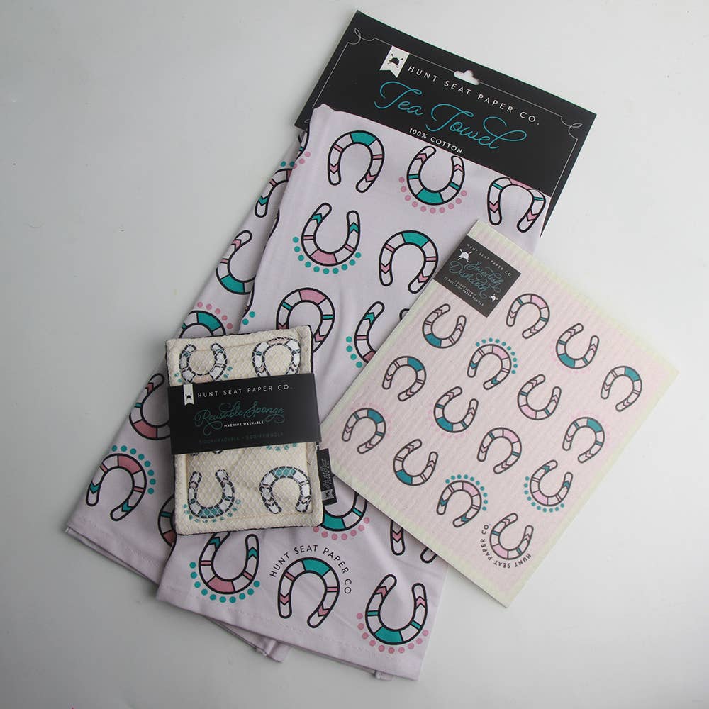 thundering hooves tea towel