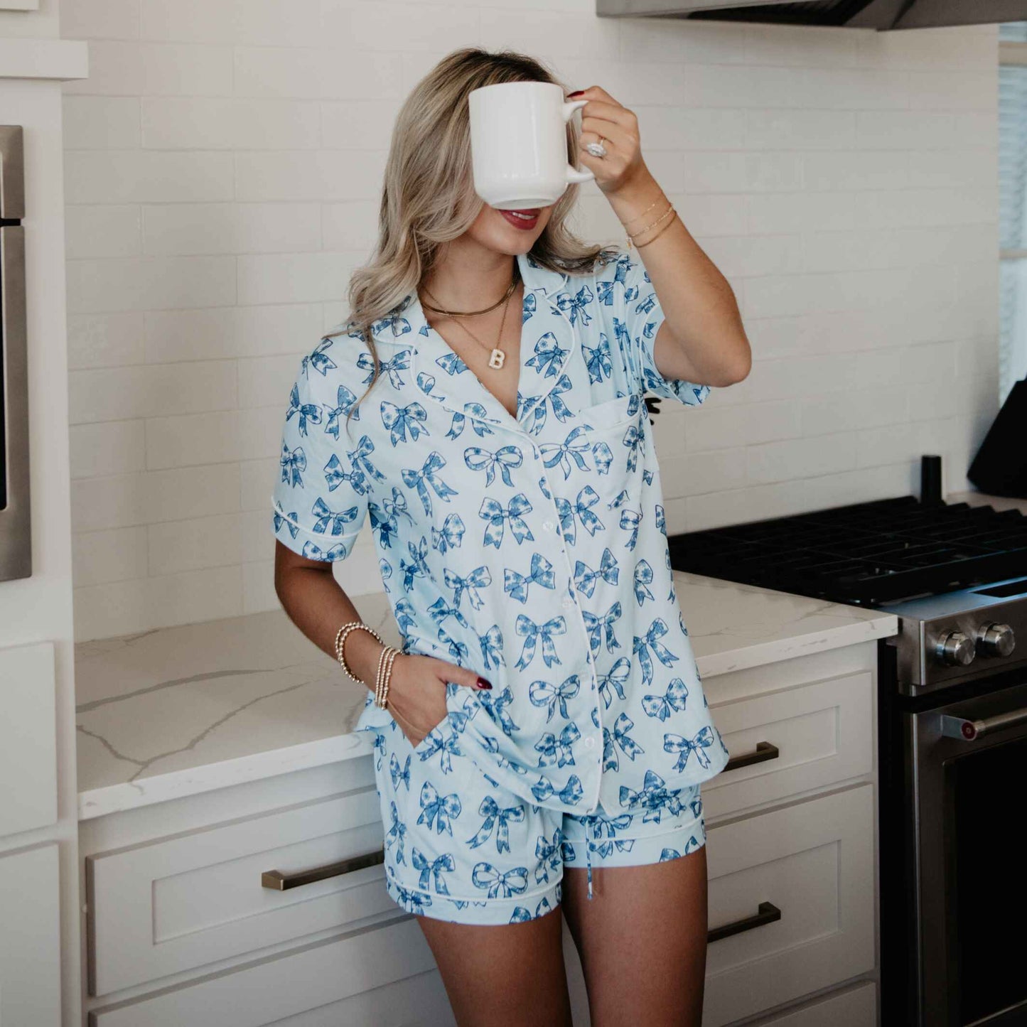 Toile Print Coquette Bows Cute Pajamas