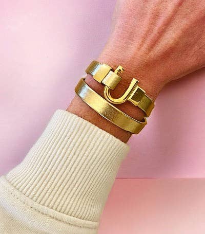 Horseshoe Metallic Leather Bracelet Wrap