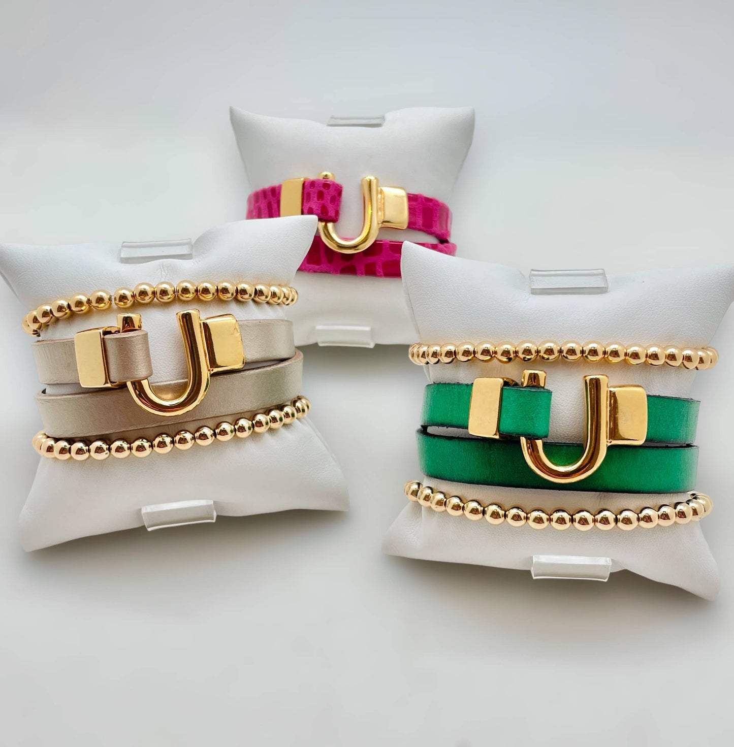 wrap bracelet gift sets included with gold filled beaded stacks, horse girl inspired gifts