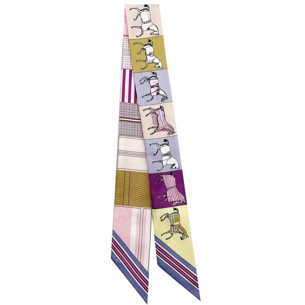 Equestrian Silk-Feel Twilly Scarf for Handbags
