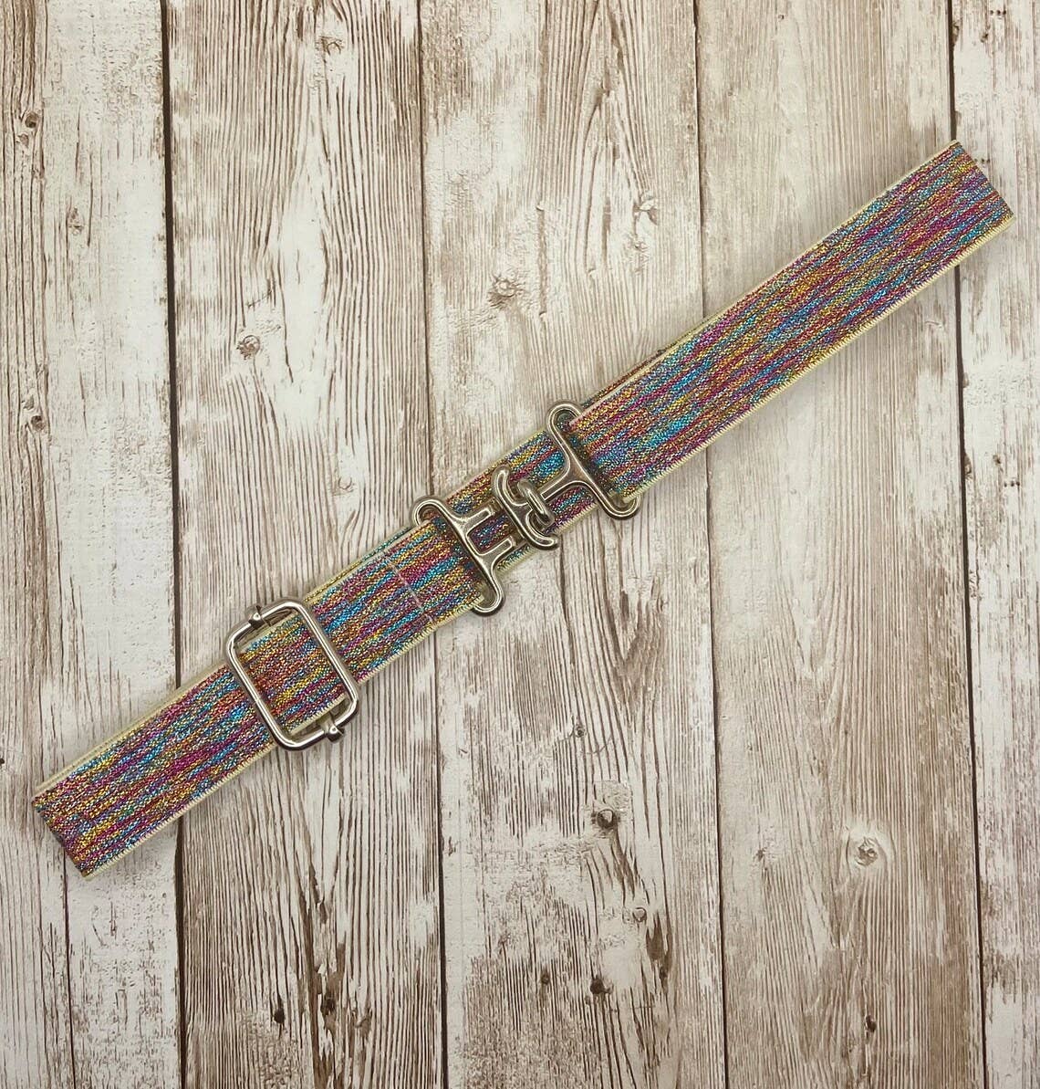 1" Equestrian Surcingle Belt - Rainbow Sparkle Belt