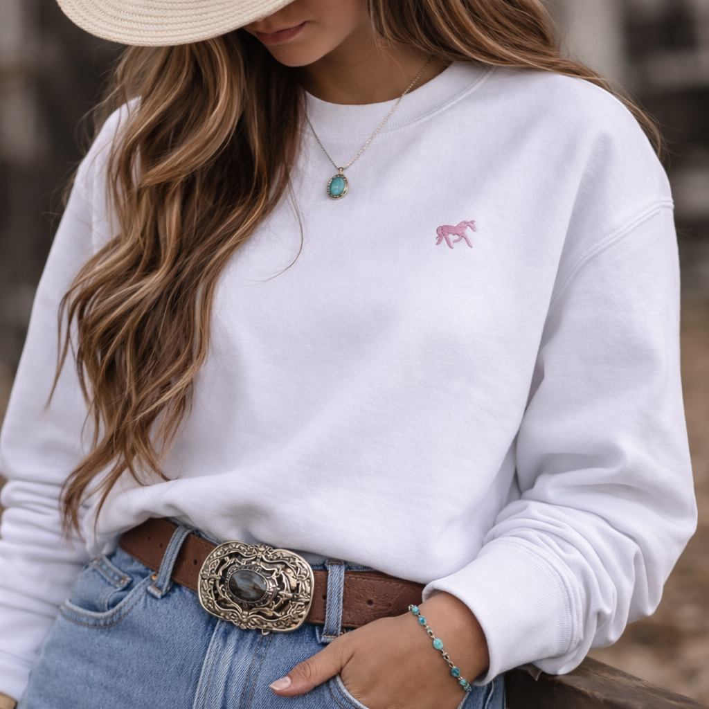 "Pretty in Pink" Pony Graphic Sweatshirt - Plush Comfort
