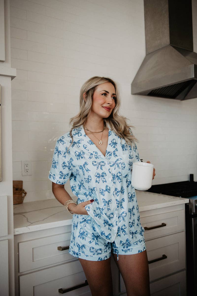 Toile Print Coquette Bows Cute Pajamas