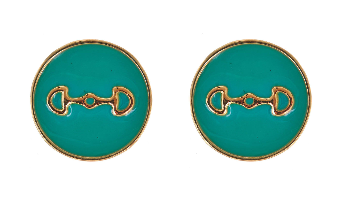 Ryder Horse Bit Huggie Earrings - Gold & Turquoise