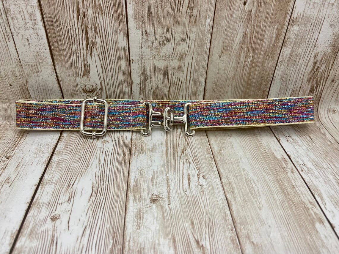 1" Equestrian Surcingle Belt - Rainbow Sparkle Belt