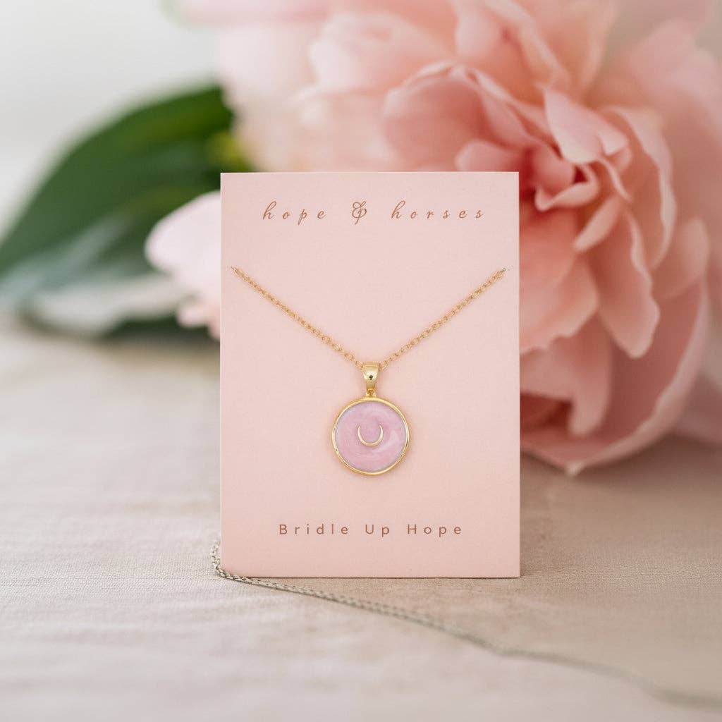 "Lucky in Pink" Horseshoe Pendant Necklace