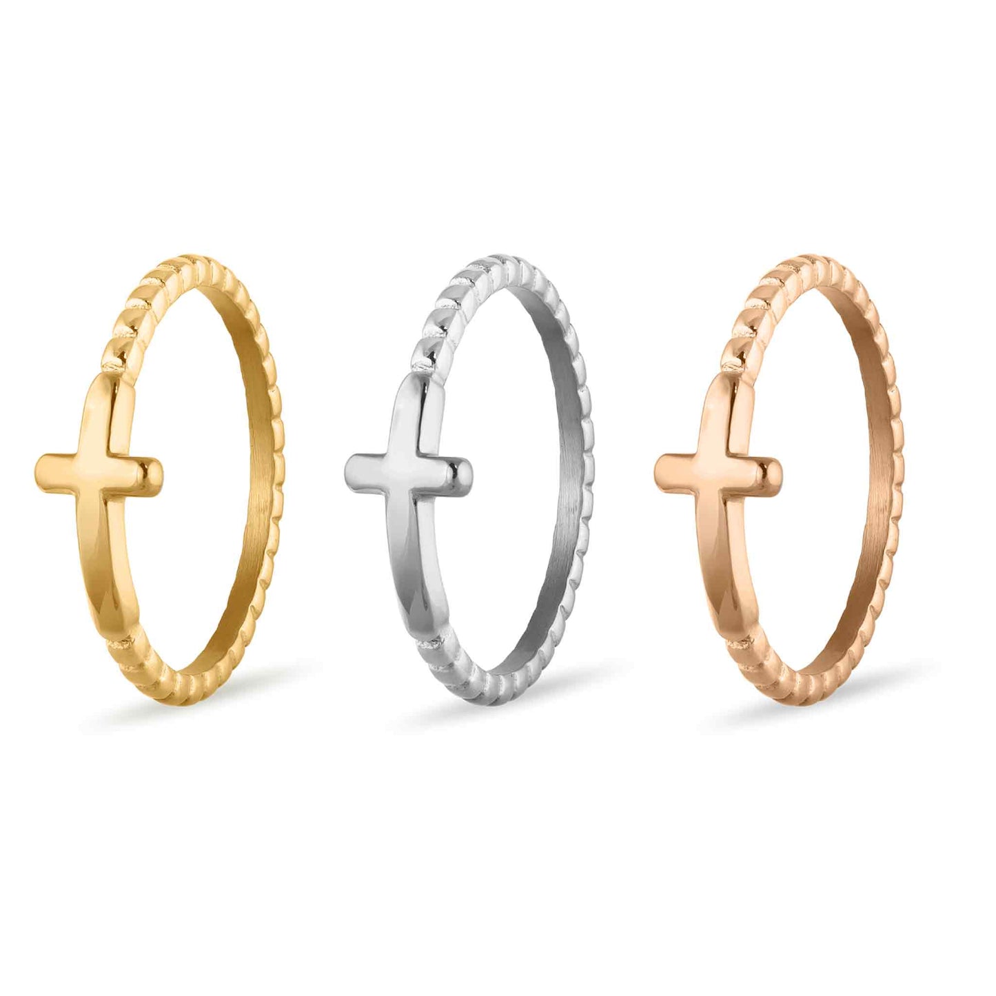 Beaded Cross Stackable Necklace | Shiny Gold