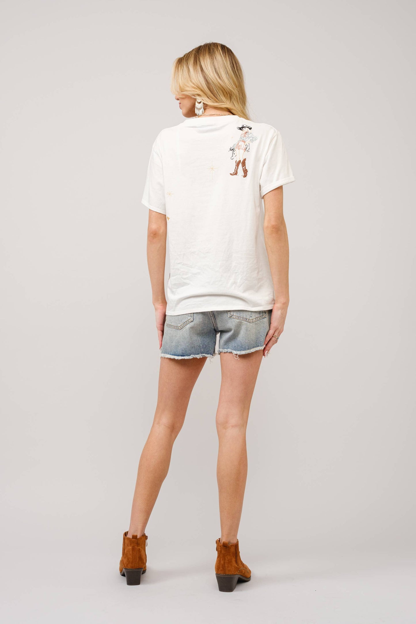 Western Embroidered Crew Neck Tee