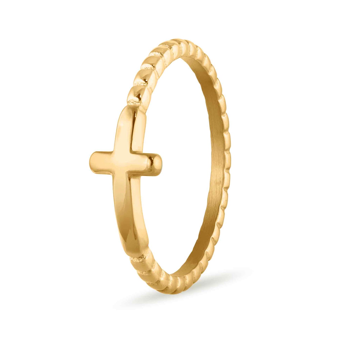 Beaded Cross Stackable Necklace | Shiny Gold