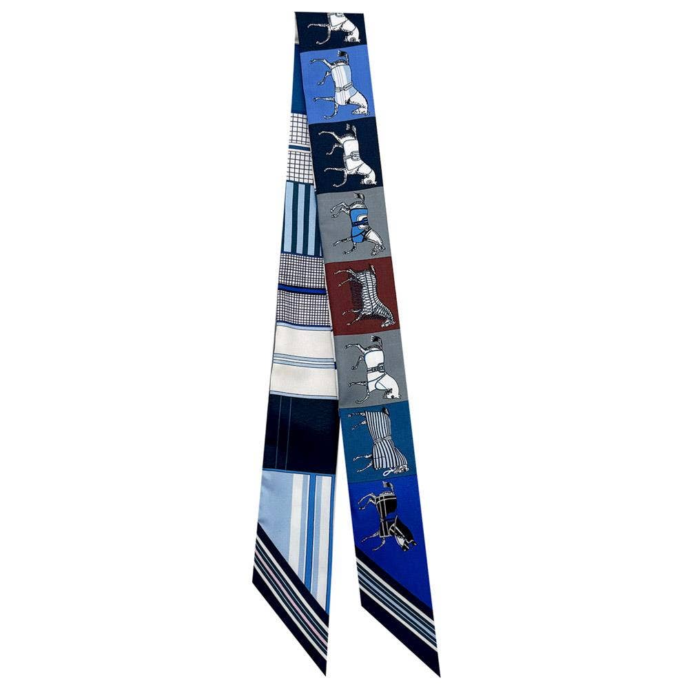 Equestrian Silk-Feel Twilly Scarf for Handbags