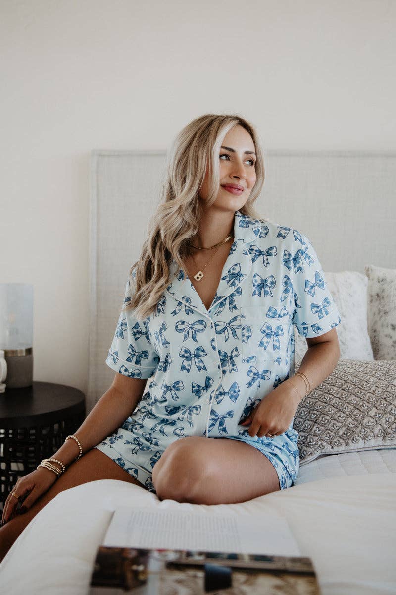 Toile Print Coquette Bows Cute Pajamas