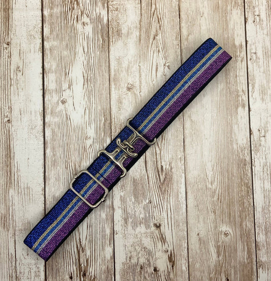 1" Equestrian Surcingle Belt - Navy & Purple Stripe Sparkle