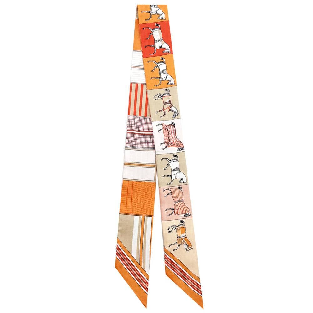Equestrian Silk-Feel Twilly Scarf for Handbags
