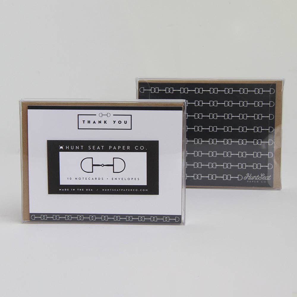 Thank you cards by hunt seat paper company, featuring snaffle bit design