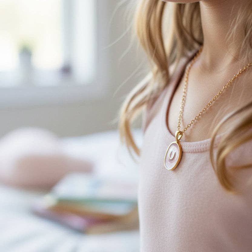 "Lucky in Pink" Horseshoe Pendant Necklace