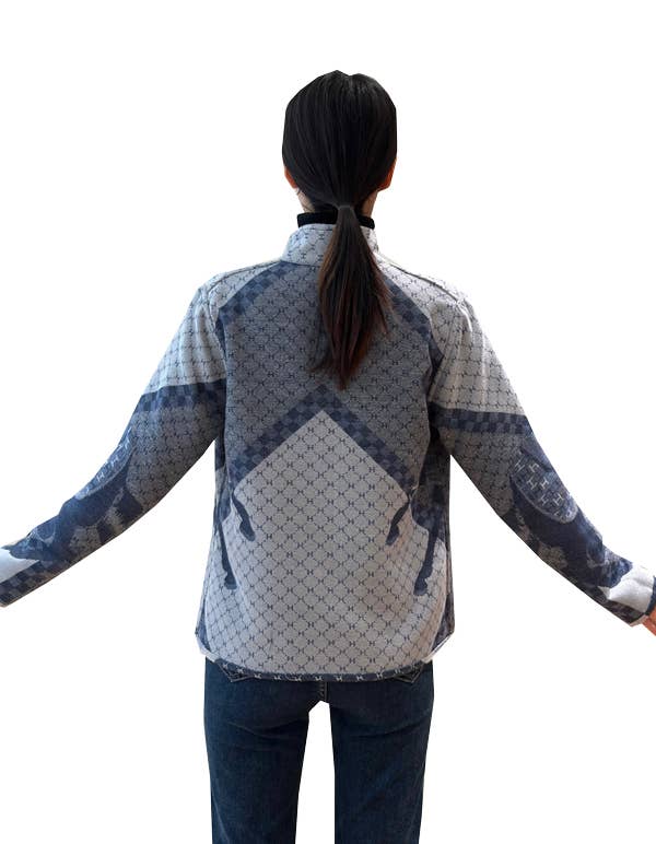 Blue Giddy Up Zipper Sweater
