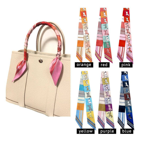 Equestrian Silk-Feel Twilly Scarf for Handbags