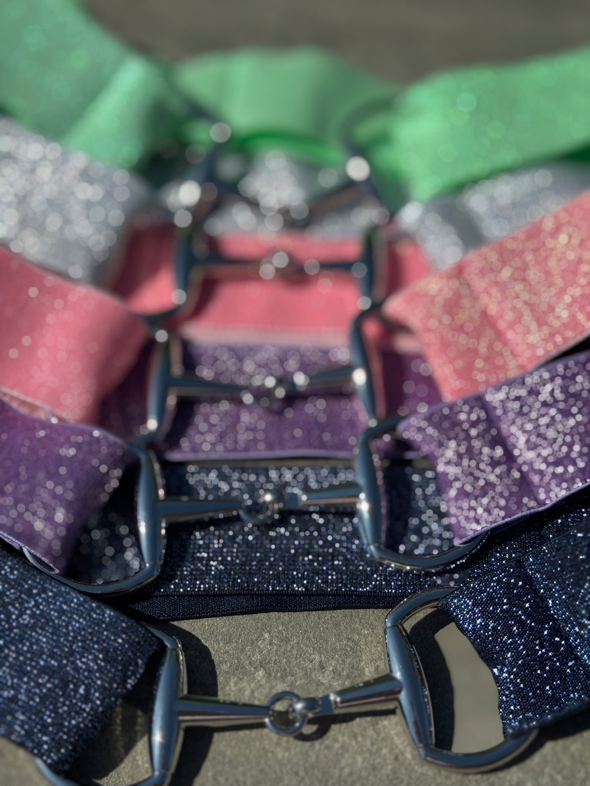 gift set of riding belts with a 1.5" snaffle bit buckle closure