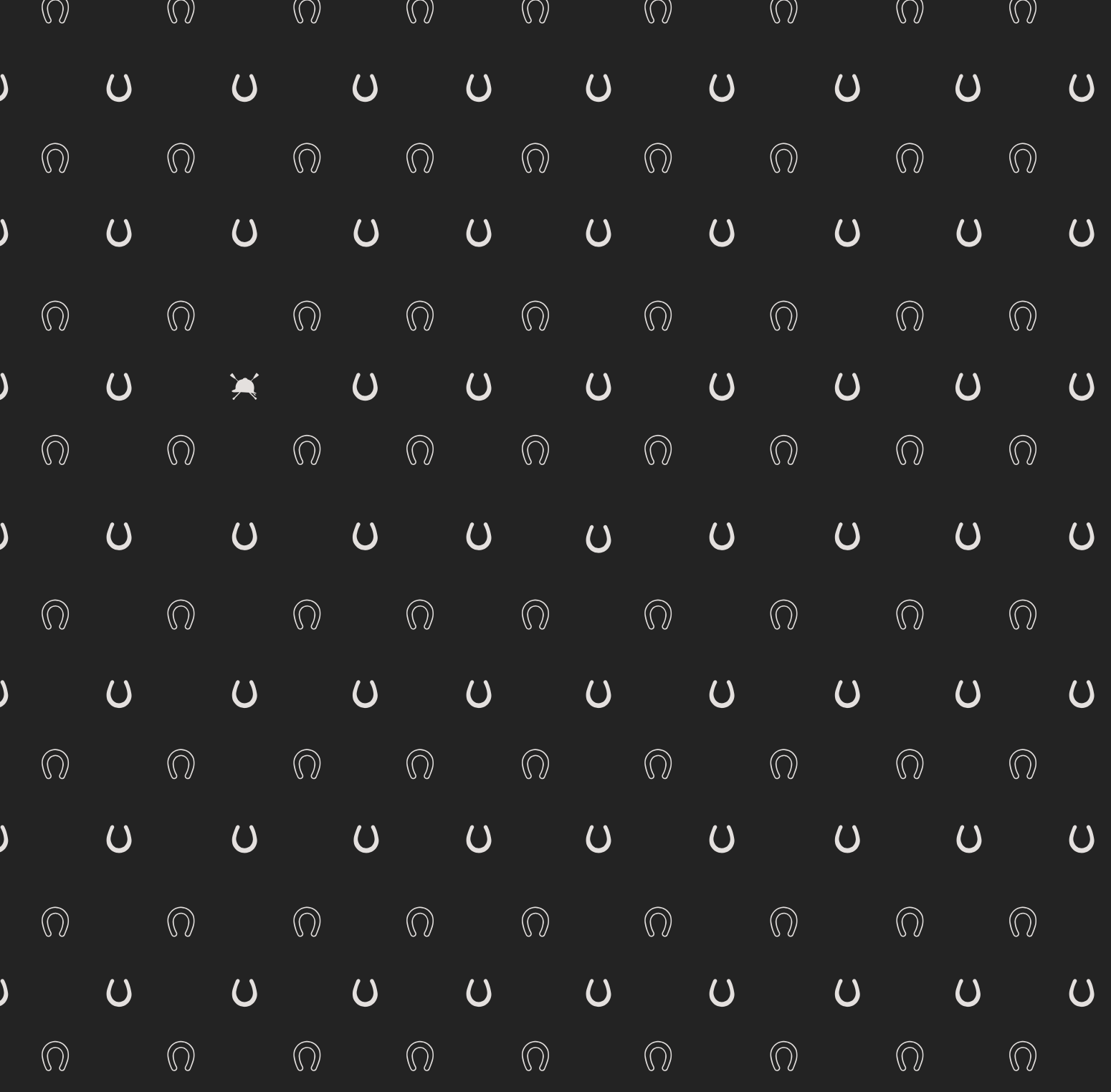 Pattern of white horseshoes on a black paper for equestrian wrapping paper. Good for birthdays or holidays
