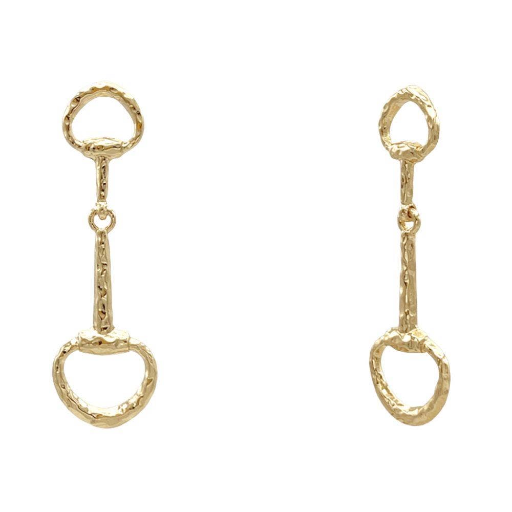 Silver Horsebit Dangle Earrings - Equestrian Statement