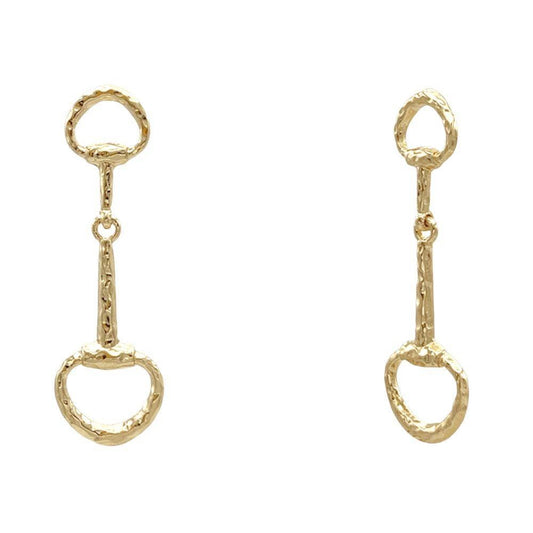 Silver Horsebit Dangle Earrings - Equestrian Statement