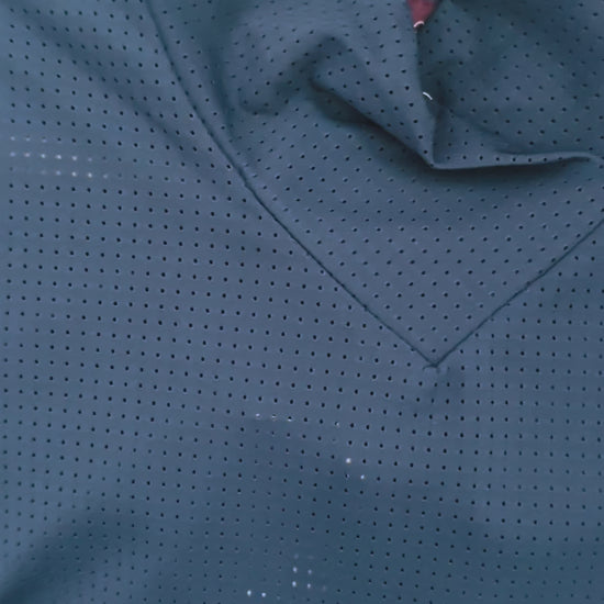 Navy horseback riding top, with mock neck. Super soft with button closure