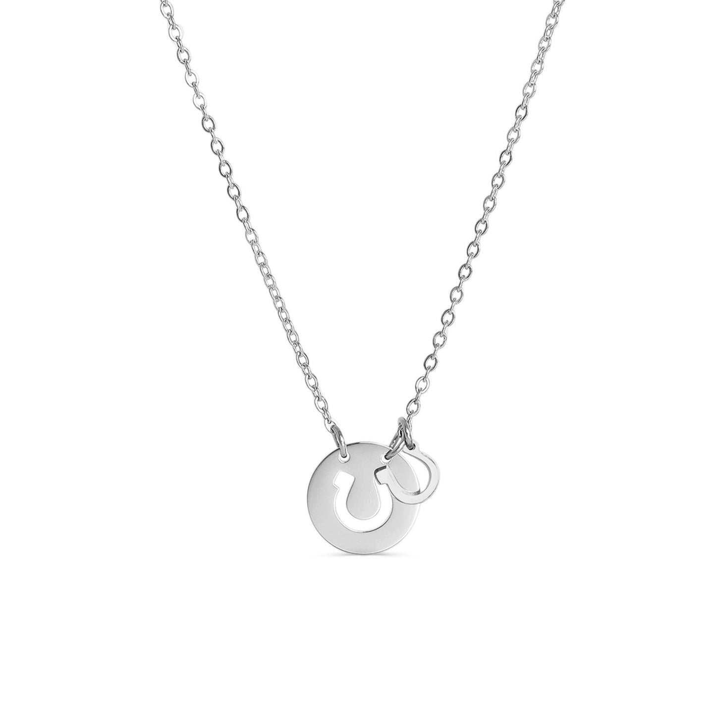 Silver necklace with a pendant on a white background