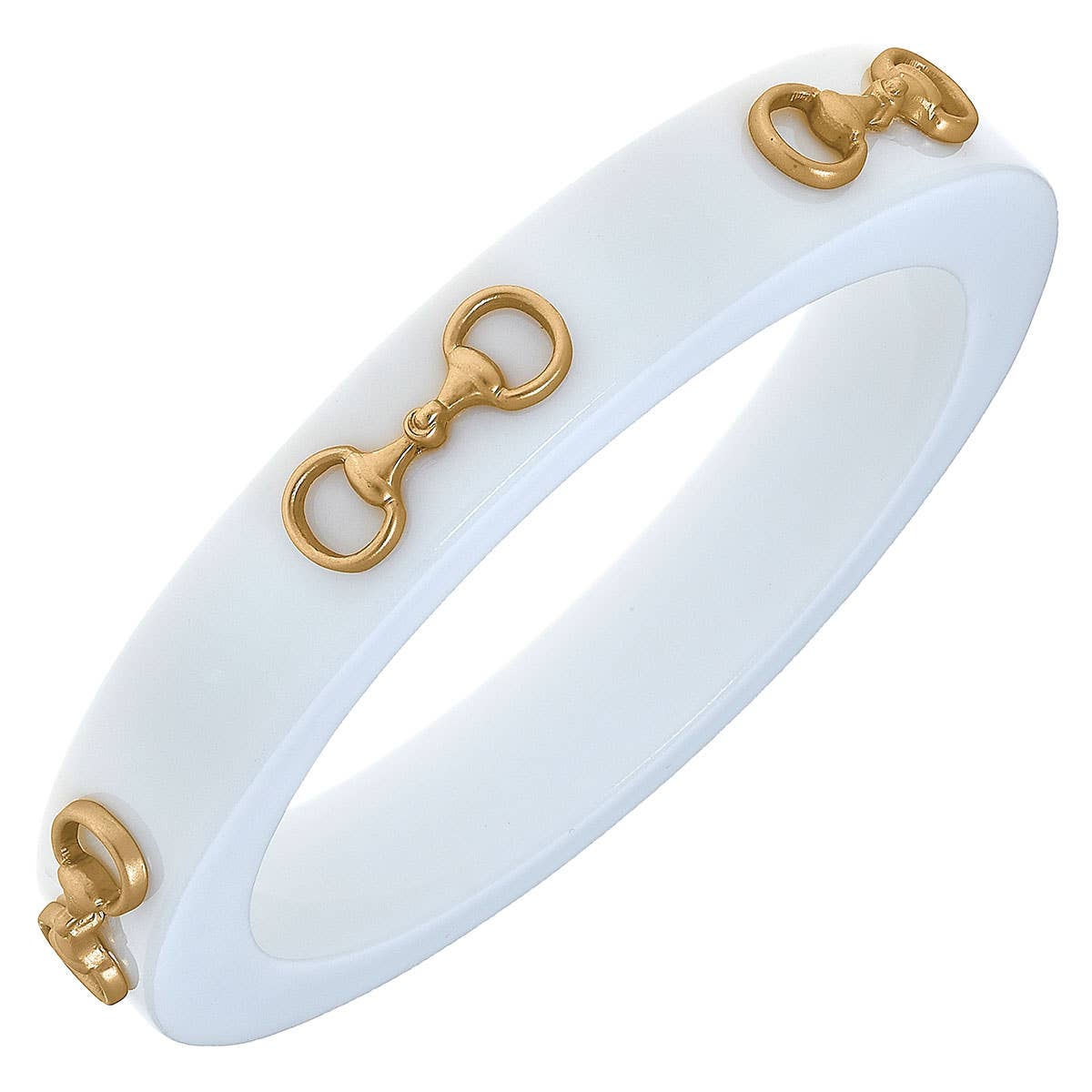 resin bangle bracelet accented with gold horse bits, the perfect equestrian gift
